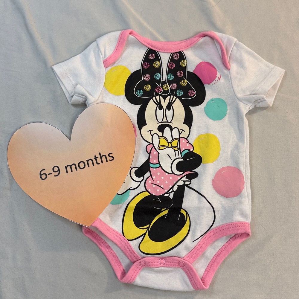 Disney - Minnie Mouse Bodysuit - Pink, White, Yellow, Blue